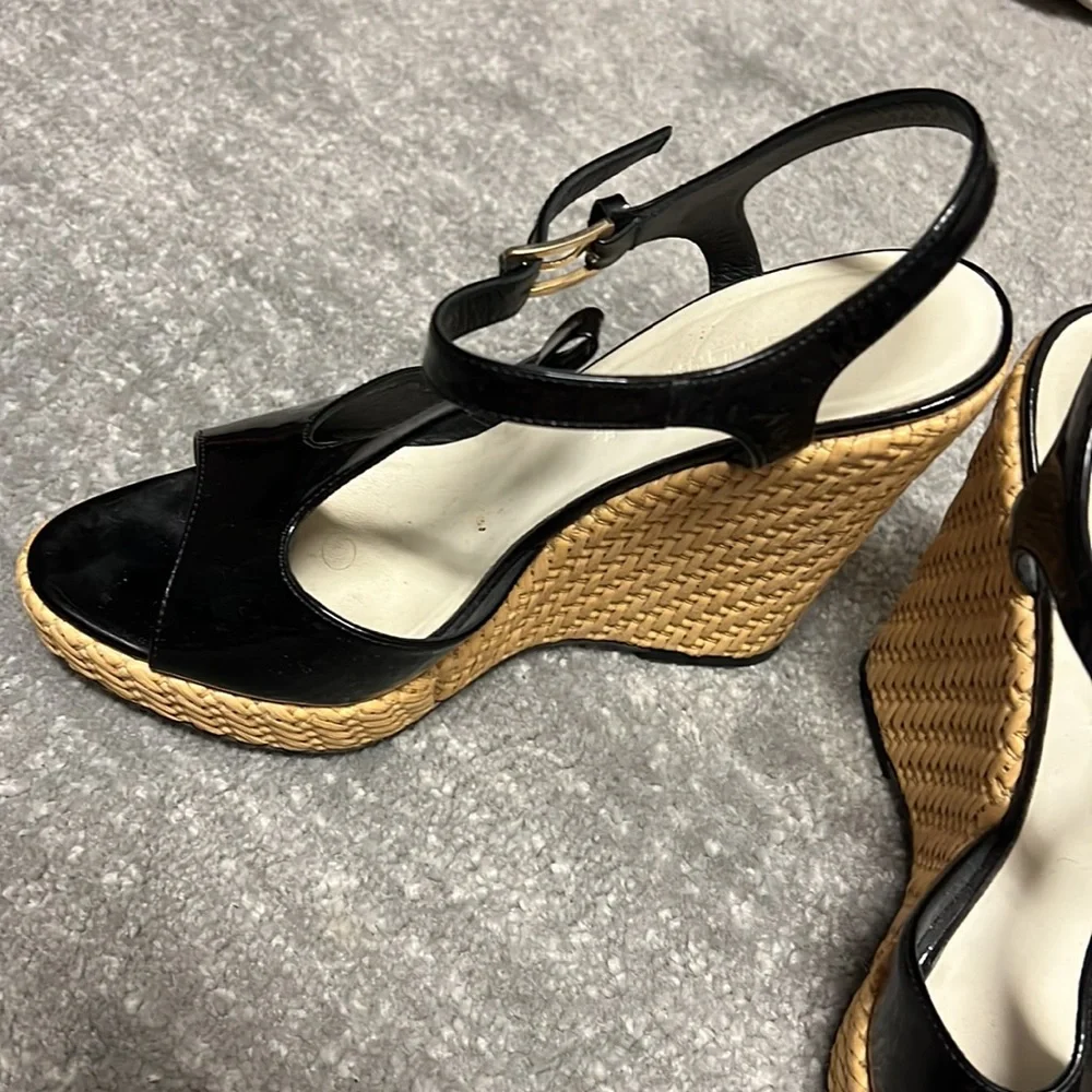 Bally Black and Tan Wedge Shoes - Picture 2 of 6